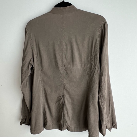 Eileen Fisher Taupe Collarless Button Front Jacket Women’s Small Minimalist Chic - Picture 13 of 14